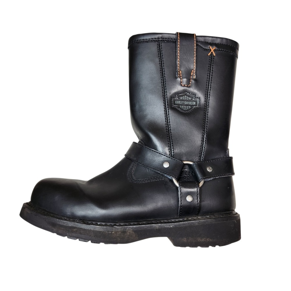 Harley Davidson Men's Size 8.5 Harness Motorcycle Side Zip Boots Leather *Read*